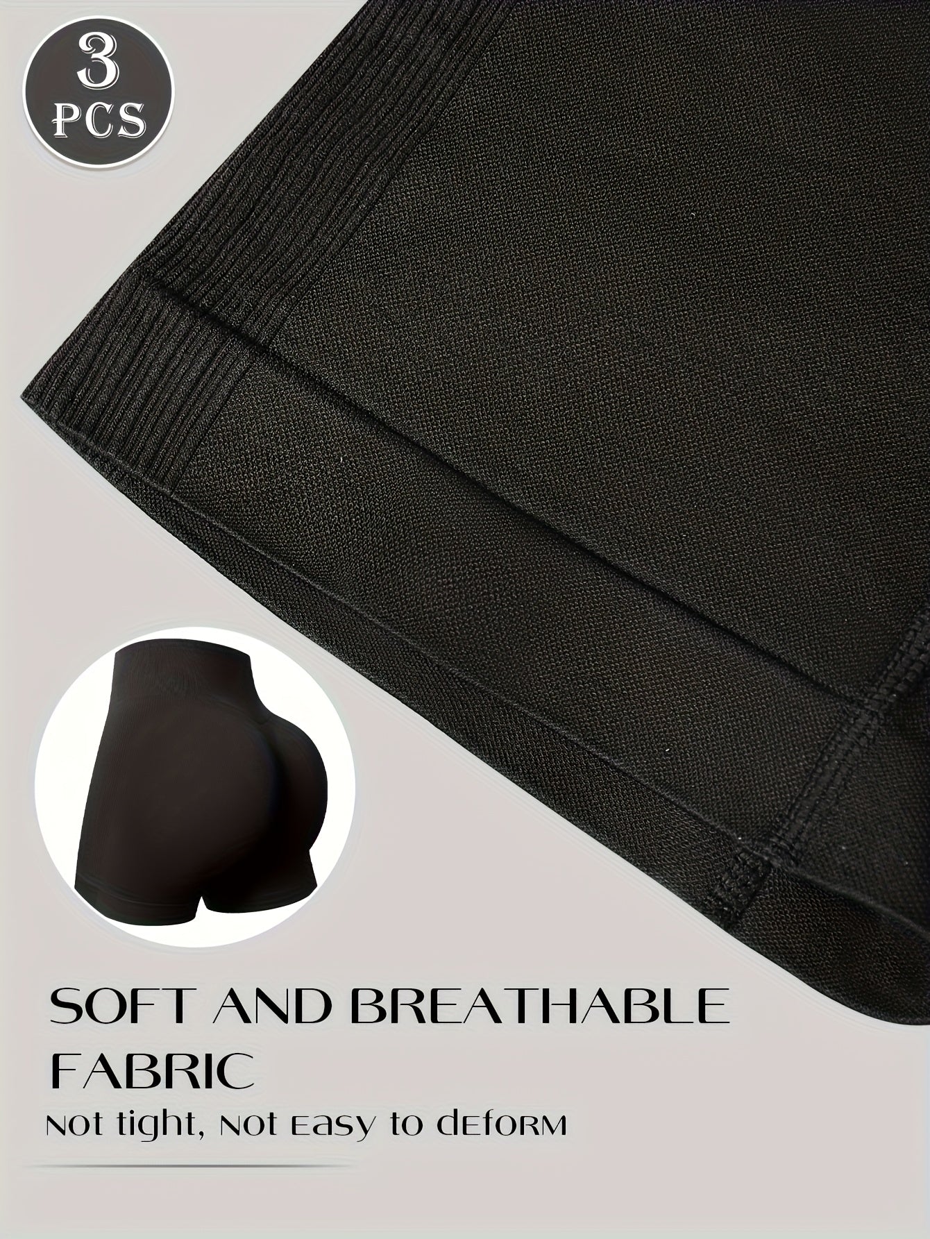 3 pcs. Shorts de yoga sans couture taille haute MIOTAN - Sous-vêtements gainants, nylon respirant à séchage rapide avec panneaux latéraux, stretch doux pour yoga, salle de sport et tenue décontractée (noir uni), vêtements de fitness, tissu lisse