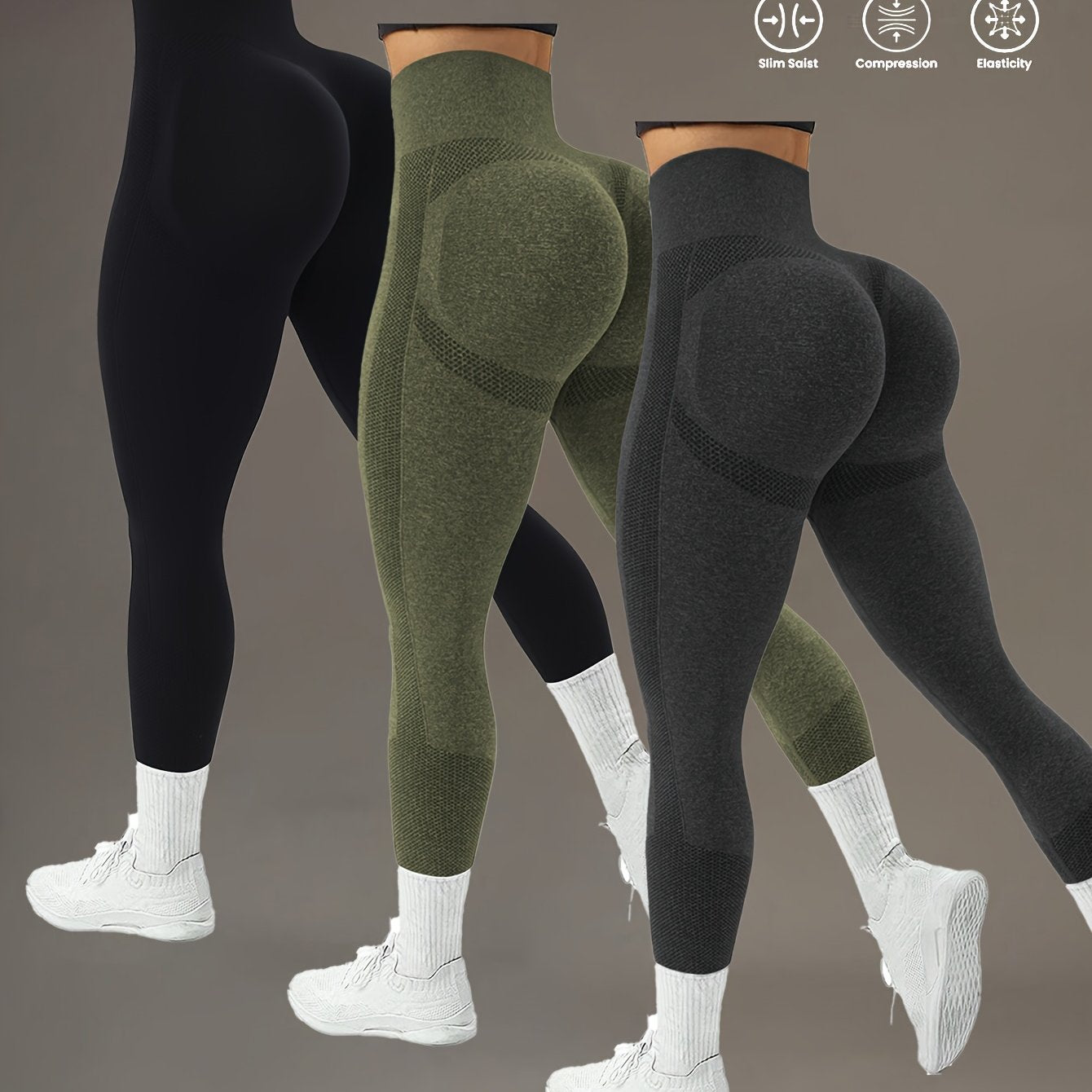 3 pièces Leggings pour Femmes, Pantalons Sportifs à Large Taille et Contrôle du Ventre, Collants Respirants et Élastiques pour Entraînement, Leggings de Gym Confortables pour Activités Sportives
