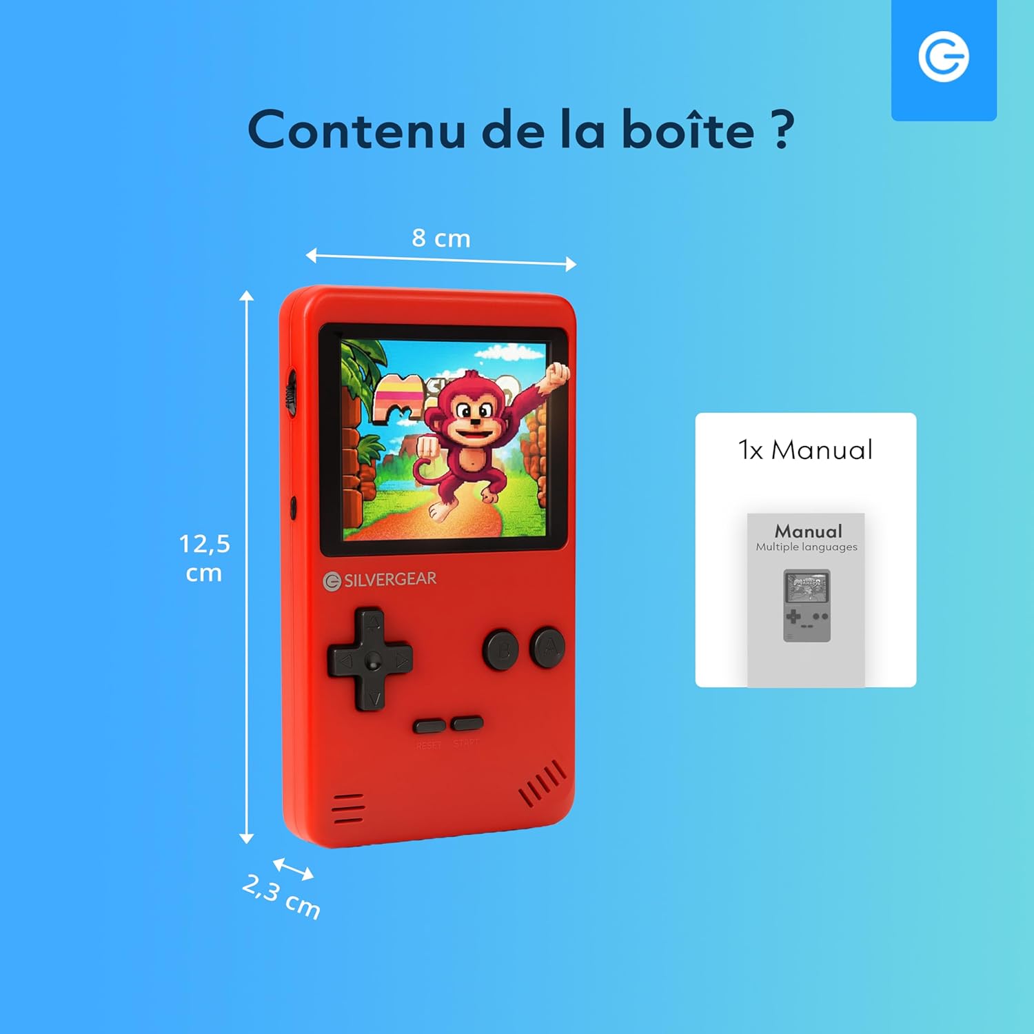 Silvergear® Console de Jeu Portable | avec 400 Classique Jeux | Console Retro Portable | Mini Console pour Enfants et Adultes | Grand Cadeau pour Les Enfants | 12,5x8x2,3 cm | Rouge