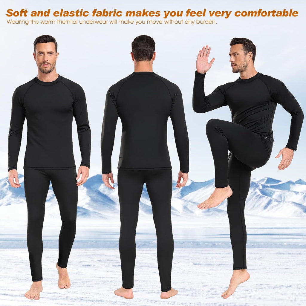 sous Vetement Thermique Homme Hiver sous-Vêtements Thermiques Homme sous Pull Thermique Énsemble Ski Collant Elasticité Ensemble Thermique Respirant sous Pantalon Thermique