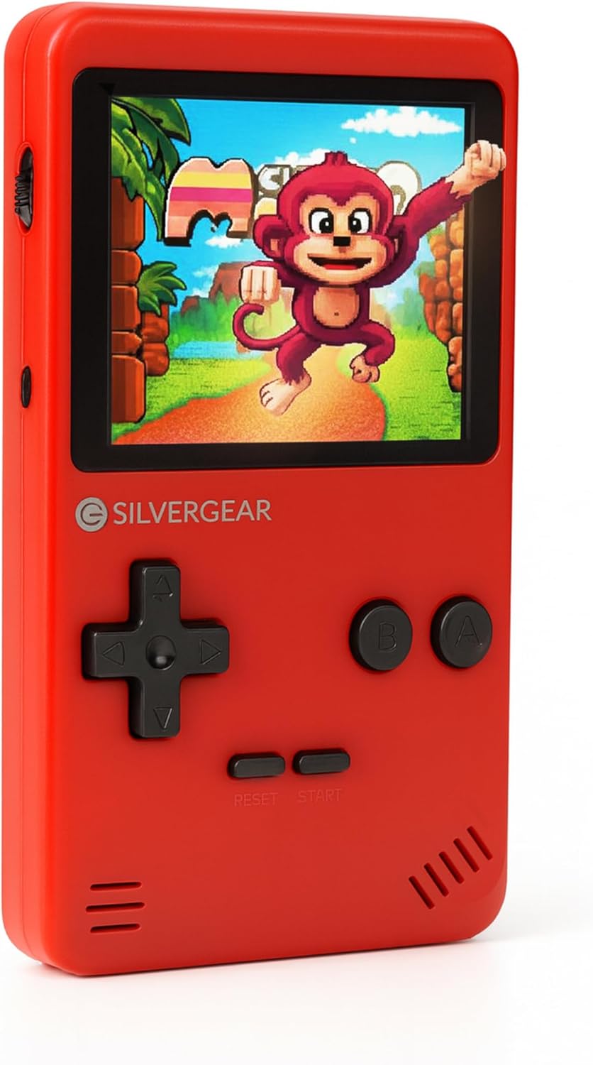 Silvergear® Console de Jeu Portable | avec 400 Classique Jeux | Console Retro Portable | Mini Console pour Enfants et Adultes | Grand Cadeau pour Les Enfants | 12,5x8x2,3 cm | Rouge