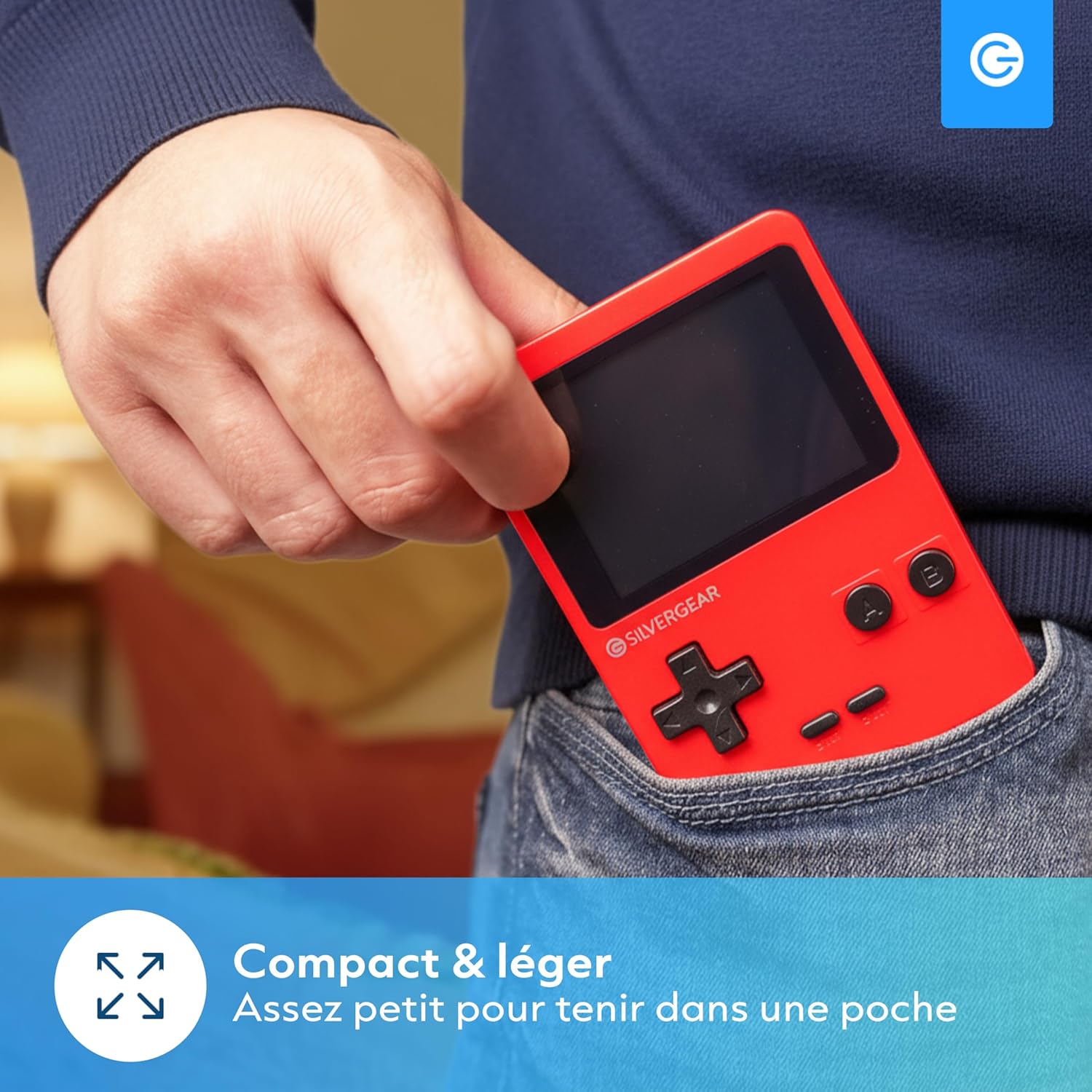 Silvergear® Console de Jeu Portable | avec 400 Classique Jeux | Console Retro Portable | Mini Console pour Enfants et Adultes | Grand Cadeau pour Les Enfants | 12,5x8x2,3 cm | Rouge