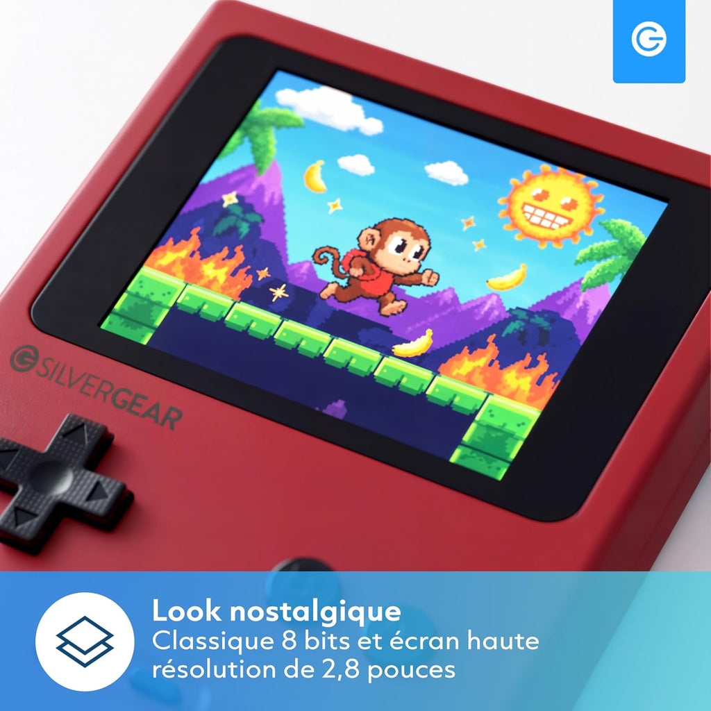 Silvergear® Console de Jeu Portable | avec 400 Classique Jeux | Console Retro Portable | Mini Console pour Enfants et Adultes | Grand Cadeau pour Les Enfants | 12,5x8x2,3 cm | Rouge