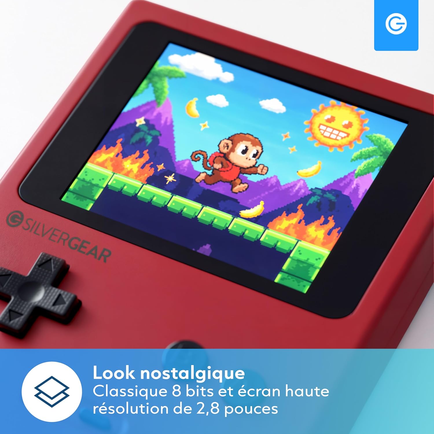 Silvergear® Console de Jeu Portable | avec 400 Classique Jeux | Console Retro Portable | Mini Console pour Enfants et Adultes | Grand Cadeau pour Les Enfants | 12,5x8x2,3 cm | Rouge