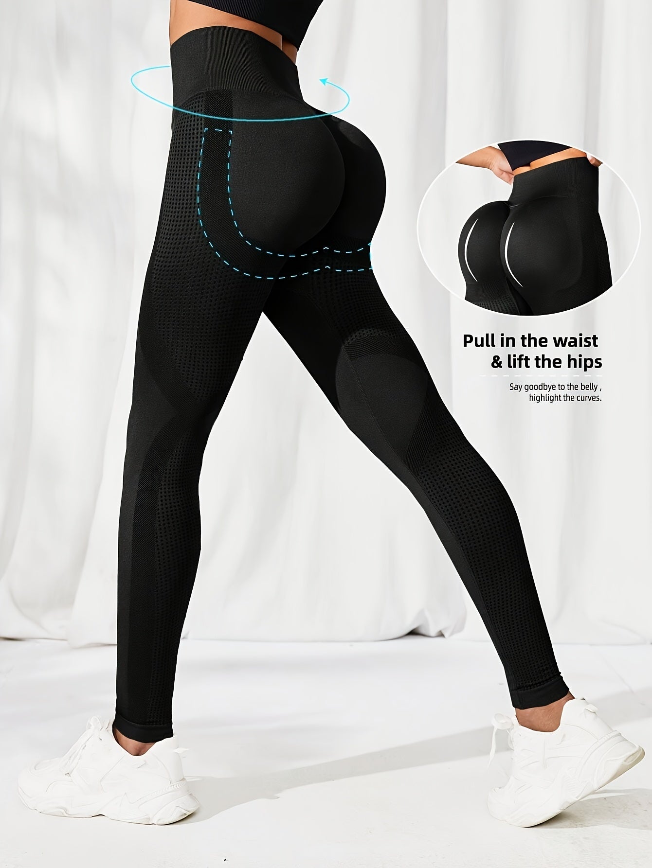 2 leggings femme sans couture taille haute - Effet fessier remonté, pantalon extensible pour fitness et entraînement