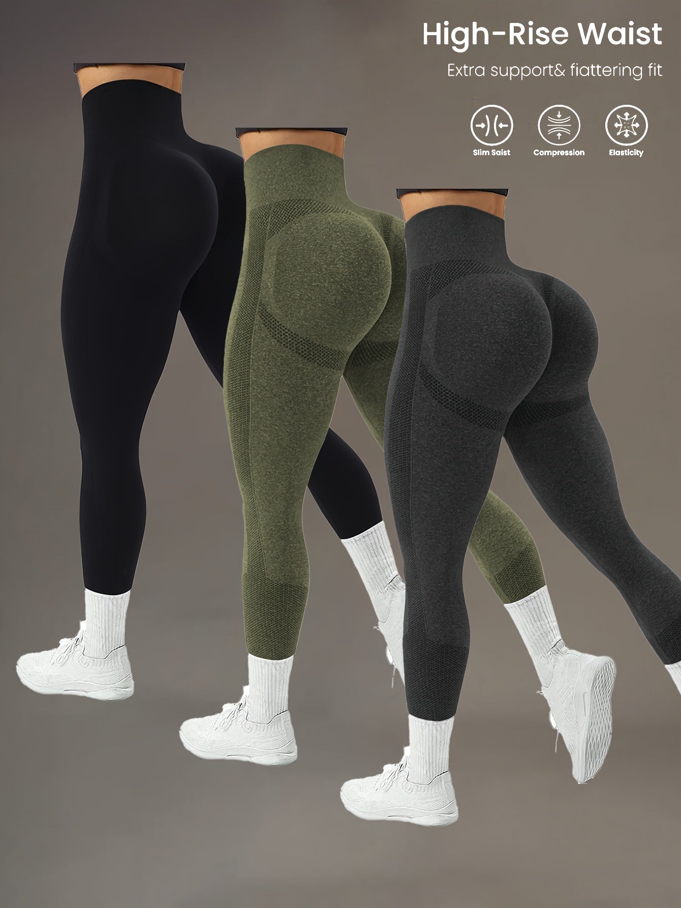 3 pièces Leggings pour Femmes, Pantalons Sportifs à Large Taille et Contrôle du Ventre, Collants Respirants et Élastiques pour Entraînement, Leggings de Gym Confortables pour Activités Sportives