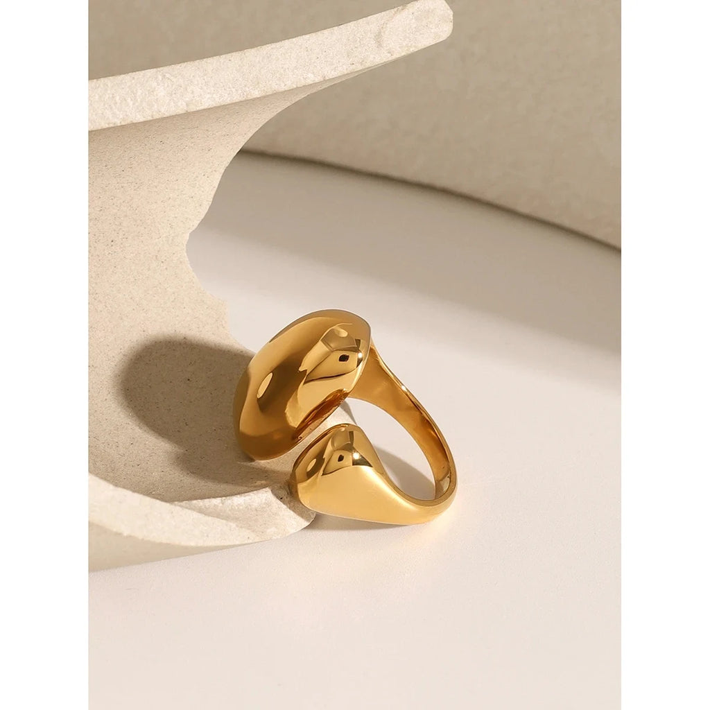 Bague en acier inoxydable plaqué or 18 carats