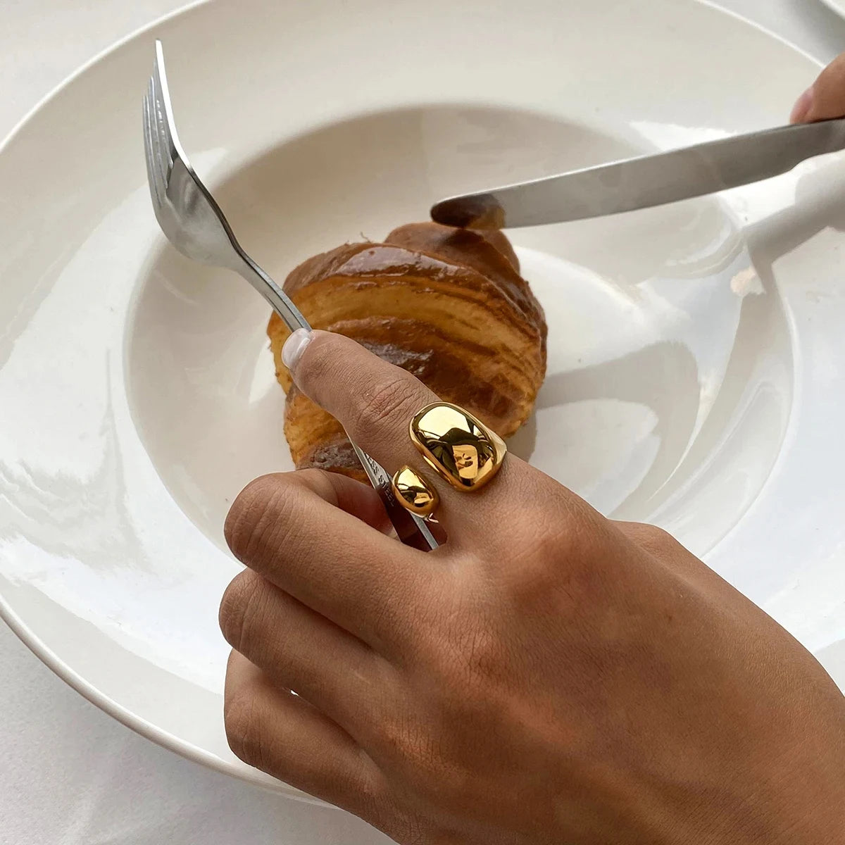 Bague en acier inoxydable plaqué or 18 carats