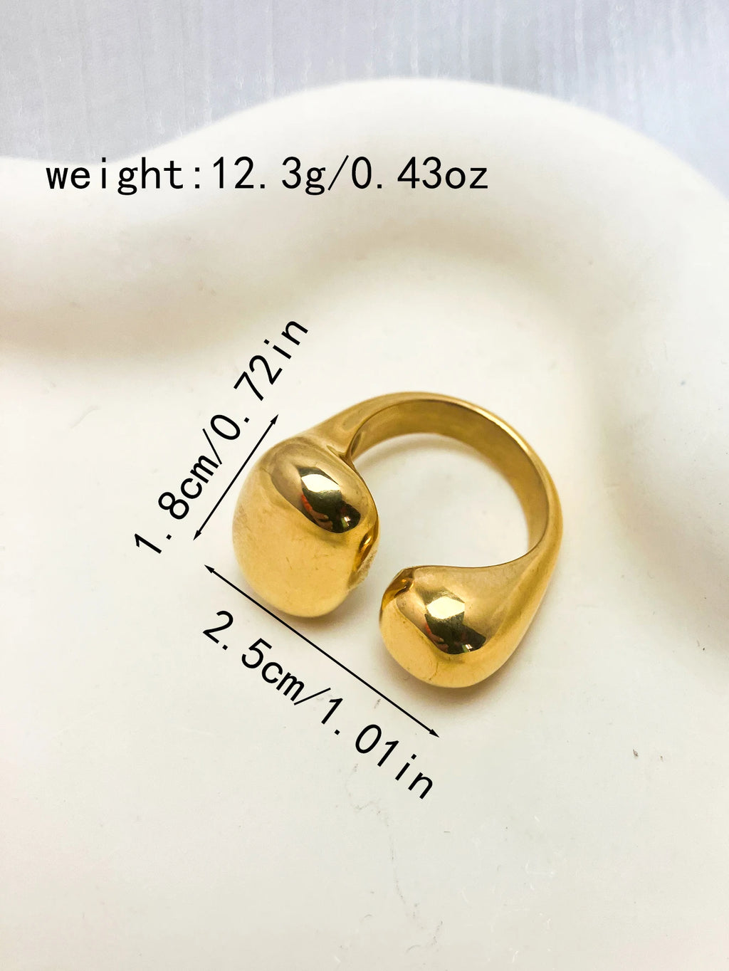 Bague en acier inoxydable plaqué or 18 carats