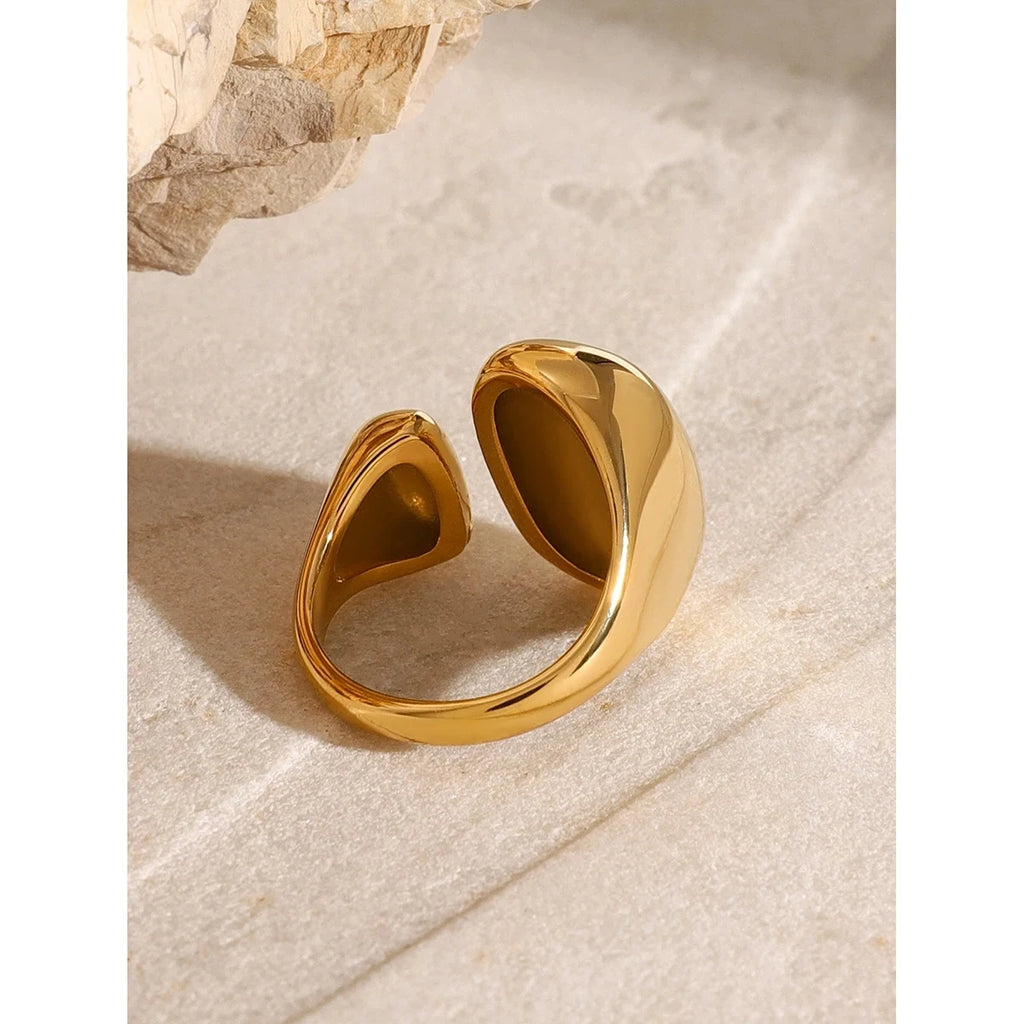 Bague en acier inoxydable plaqué or 18 carats