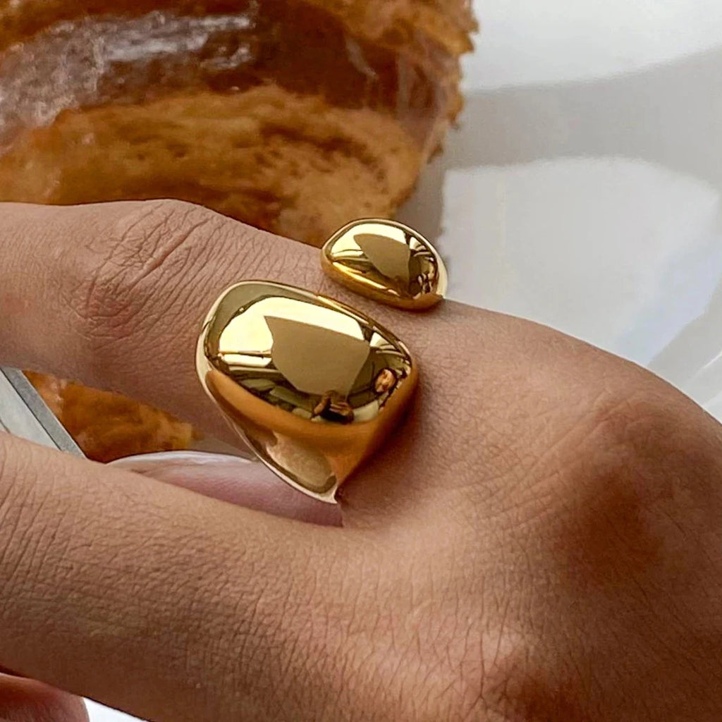 Bague en acier inoxydable plaqué or 18 carats