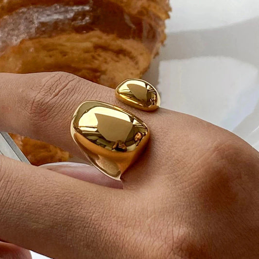 Bague en acier inoxydable plaqué or 18 carats