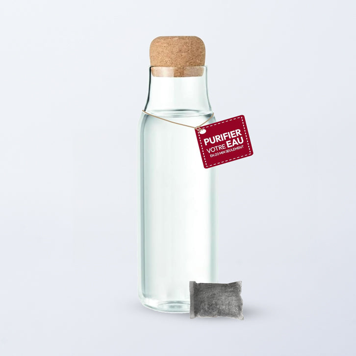 Carafe filtrante en verre 1 L au charbon actif végétal