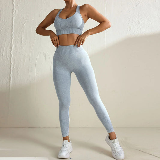 Ensemble sans couture pour femmes vêtements de sport haut de sport Leggings ensemble de sport entraînement V dos Teveo Fitness costume femme
