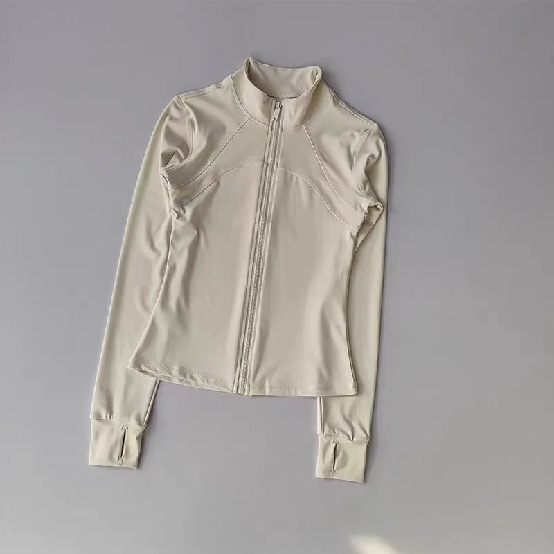 veste pour femmes, haut de gamme, col montant, manches longues, veste de sport, course à pied, entraînement, haut de Fitness, coupe-vent