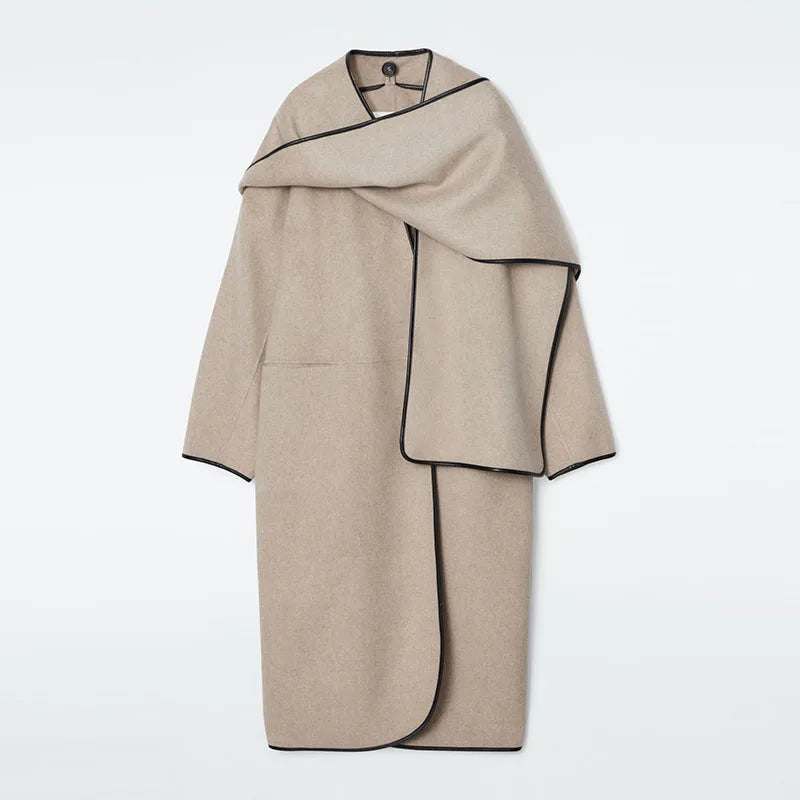 Manteau Long surdimensionné pour femmes avec col écharpe