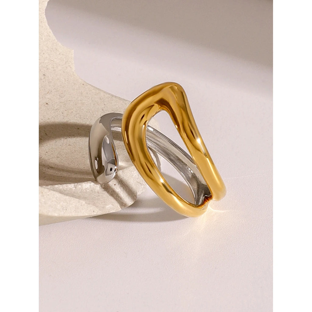 Bague asymétrique bicolore