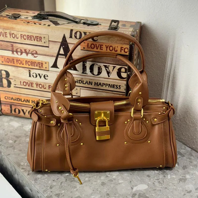 Sac fourre-tout de créateur à boucle de verrouillage vintage
