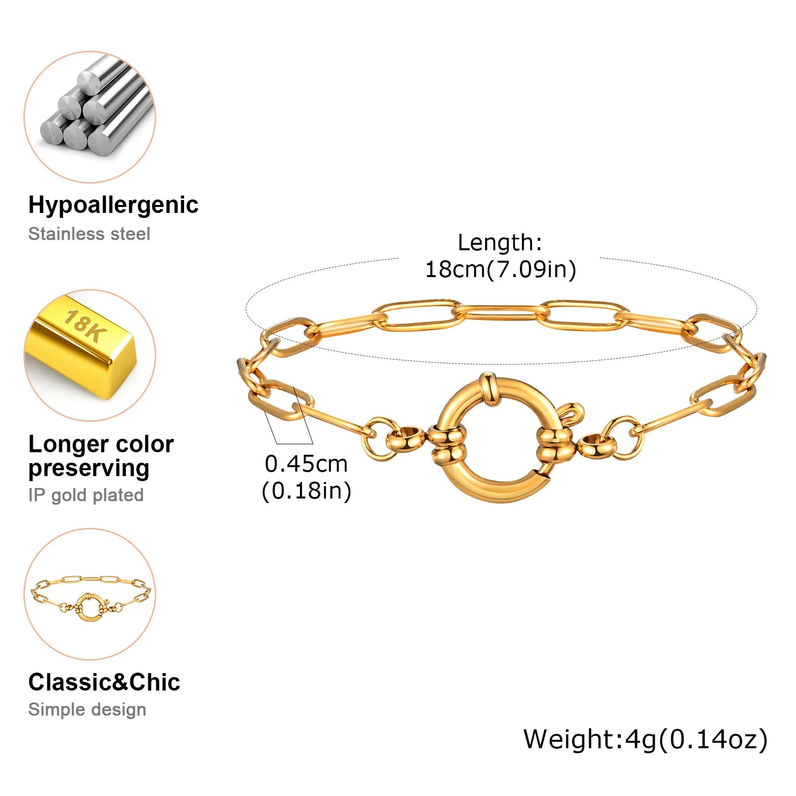 Bracelets à boucle à bulles en acier inoxydable