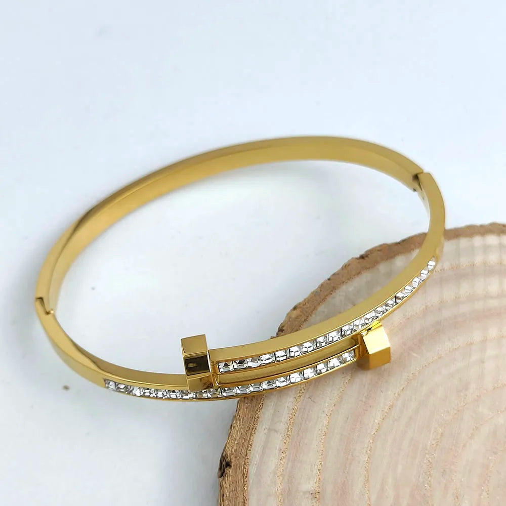 Bracelet en acier inoxydable plaqué or 18 carats