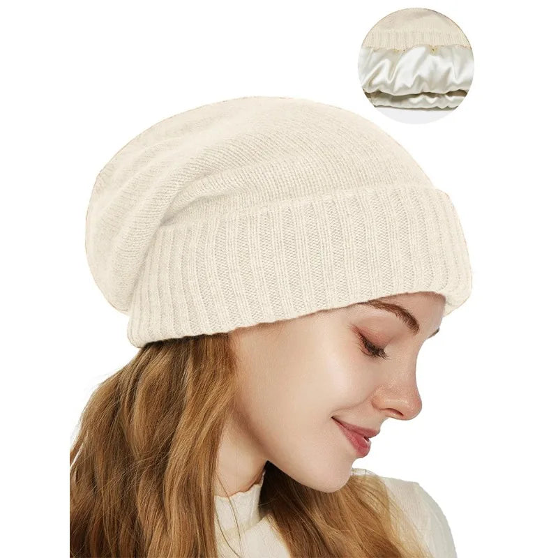 Bonnet en cachemire 100% doublure en Satin