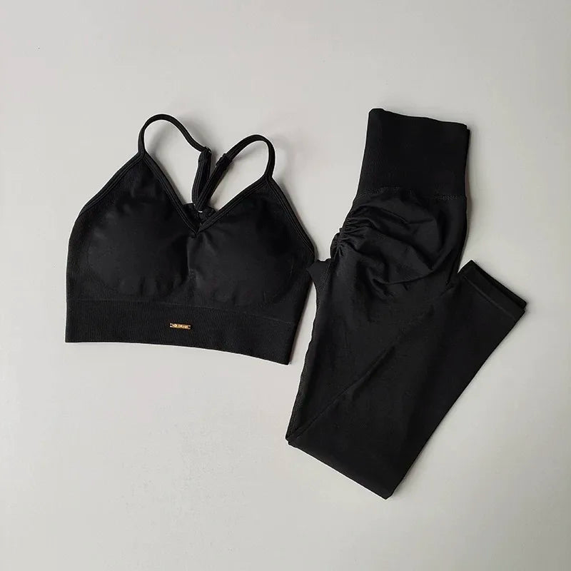 Ensemble d'exercice pour femmes, taille haute, pêche, levage des hanches, antichoc, vêtements de Yoga, Fitness, pour la course et le coiffage