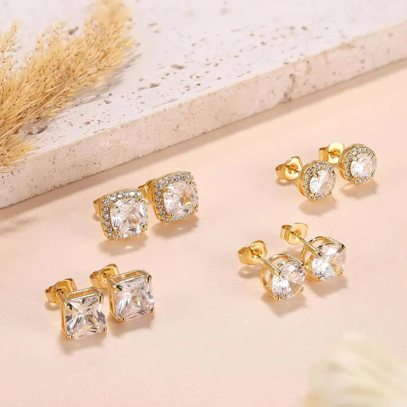 Boucles d'oreilles à tige plaqué or 18 carats