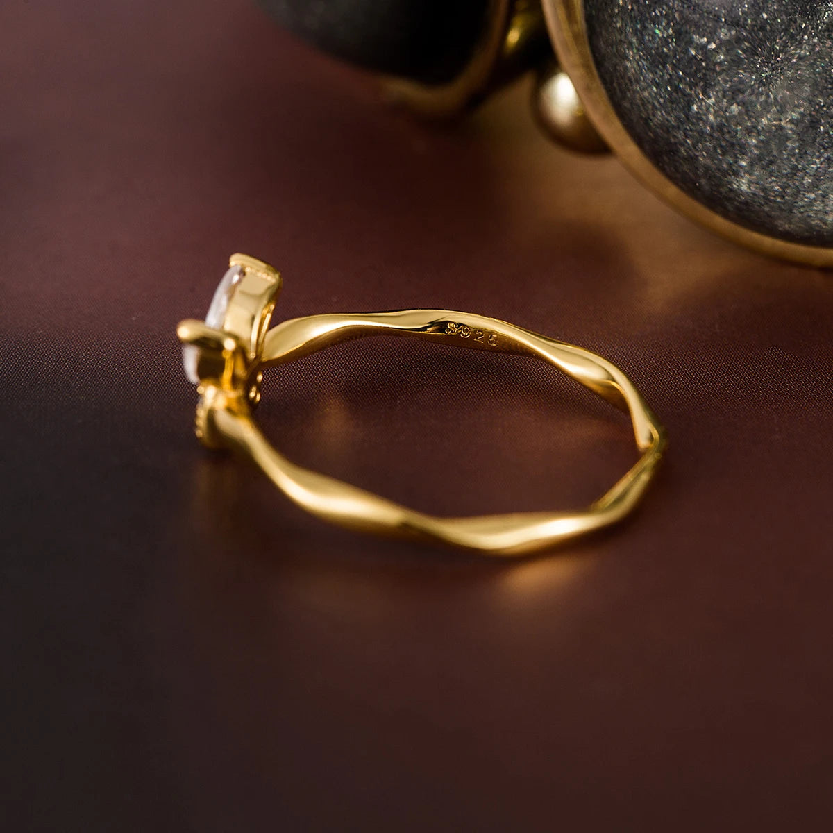 Bague papillon en argent Sterling 925 véritable plaqué or 18 carats