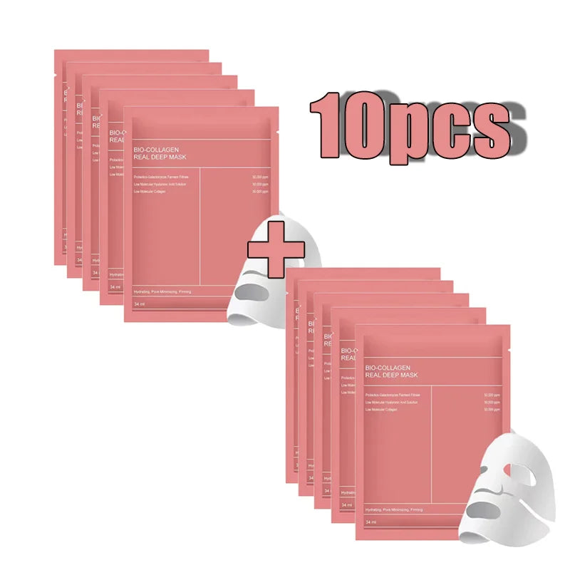 Masque facial au Bio collagène, rétrécit les Pores, hydratant en profondeur, masque de nuit, hydratant, rafraîchissant, éclaircissant, soins pour la peau, 1/4/10 pièces