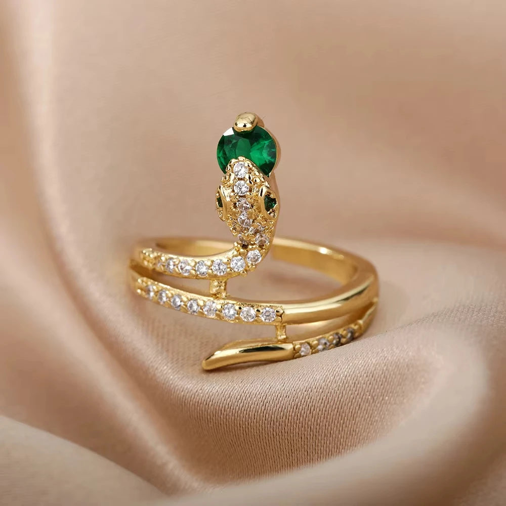 Bagues serpent en acier inoxydable plaqué or