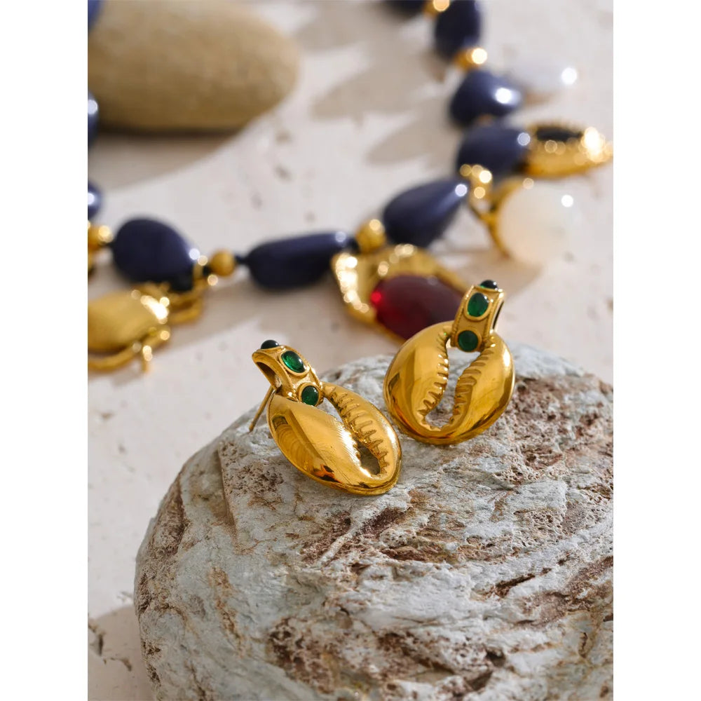 Chaîne perle coeur insecte goutte collier boucles d'oreilles en acier inoxydable