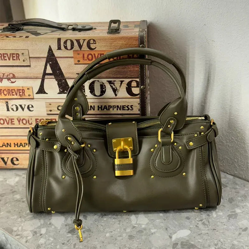 Sac fourre-tout de créateur à boucle de verrouillage vintage