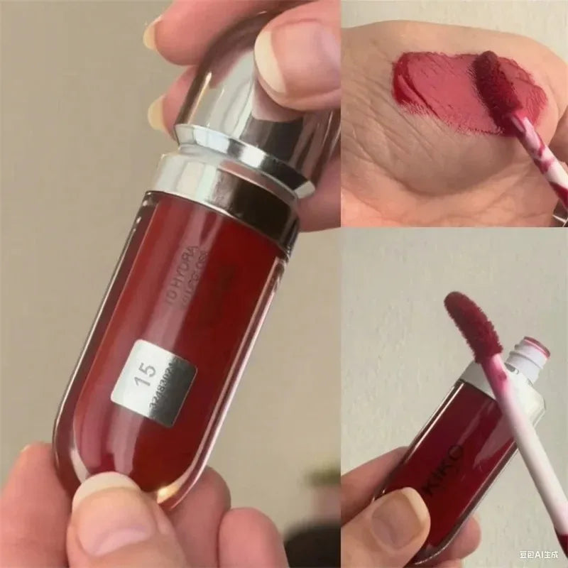 3D liquide vernis à lèvres Transparent miroir à lèvres rouge à lèvres nourrissant brillant lèvres complètes ne se décolore pas lait thé haricots pâte maquillage