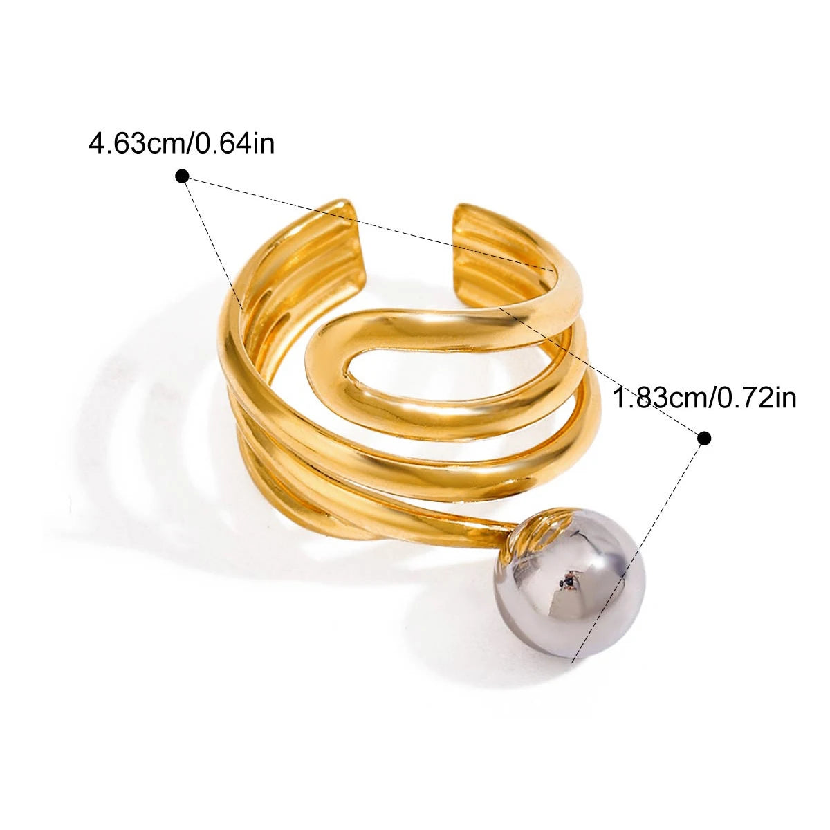 Bague creuse géométrique en acier inoxydable plaqué 18 carats