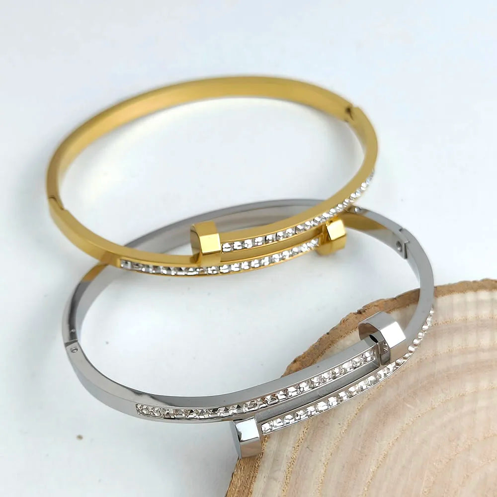 Bracelet en acier inoxydable plaqué or 18 carats