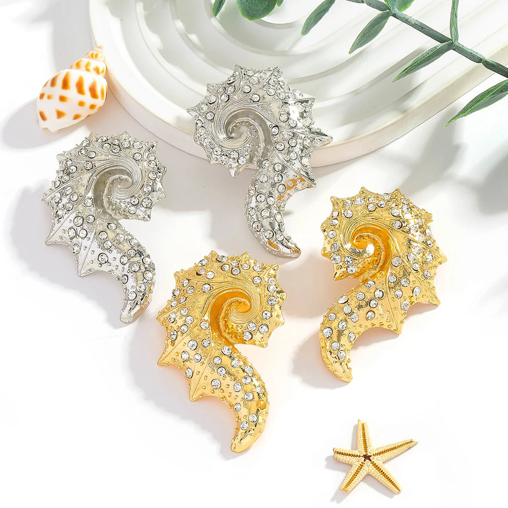 Boucles d'oreilles en forme de coquille de conque plaqué or