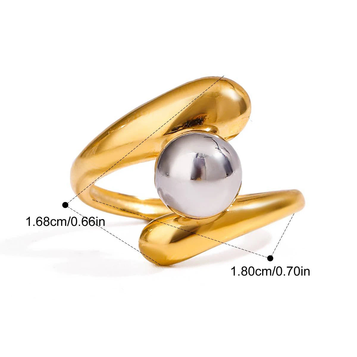 Bague creuse géométrique en acier inoxydable plaqué 18 carats