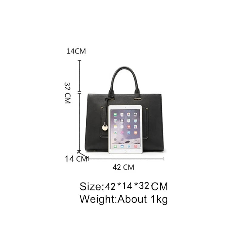 Sac à main en cuir pour femme, sacoche de grande capacité, pour ordinateur portable Macbook Air de 13 pouces