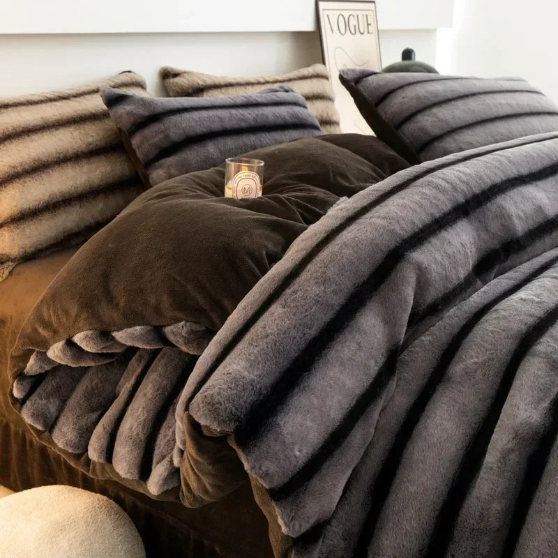 Parure de lit en fausse fourrure de lapin