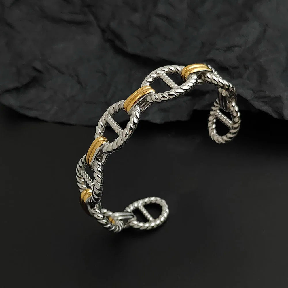 Bracelet créatif en acier inoxydable plaqué or bracelet de couple