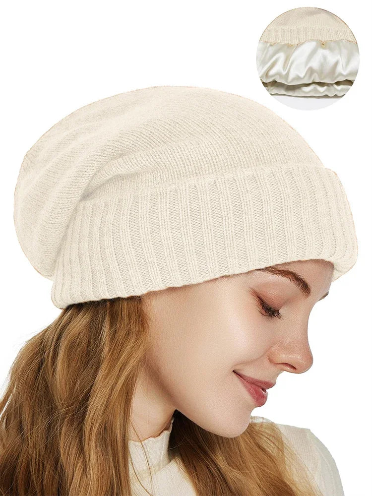 Bonnet en cachemire 100% doublure en Satin