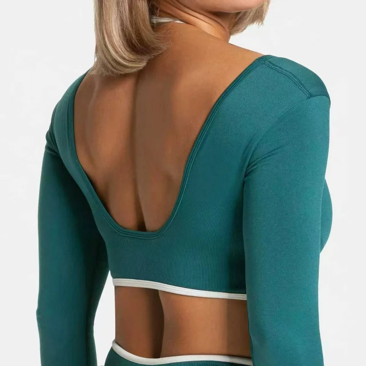 TEVEO ensemble de Yoga 2 pièces pour femmes, collants à manches longues sans couture, short de Fitness, tenues d'entraînement