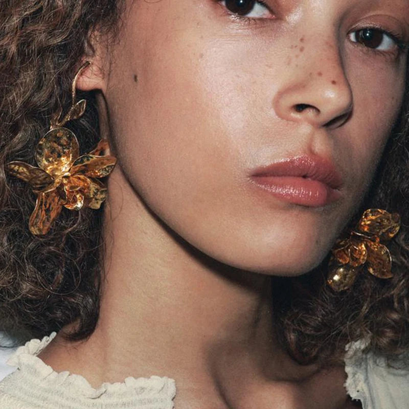 Boucles d'oreilles Vintage en métal feuille