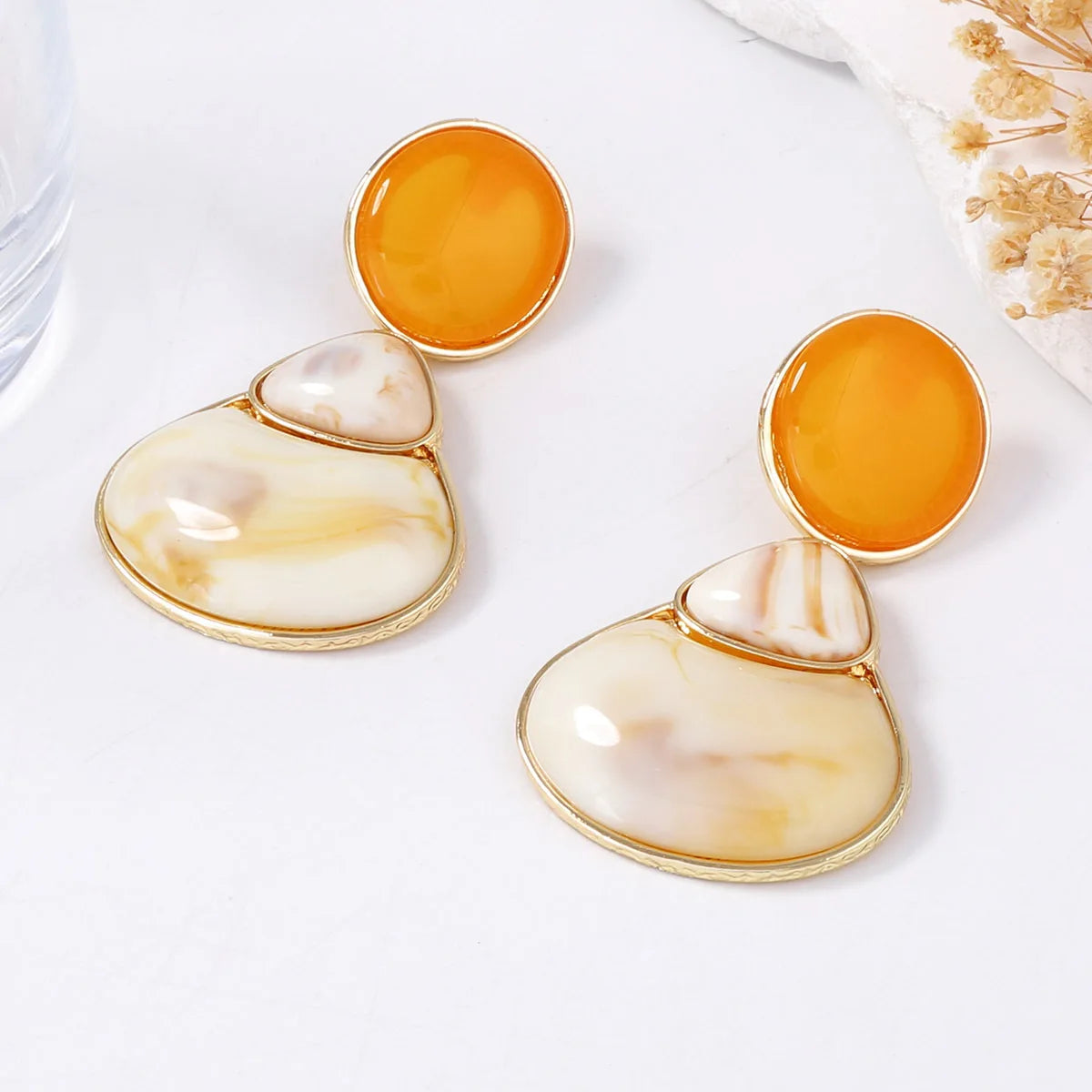 Boucles d'oreilles géométriques Vintage élégantes en résine