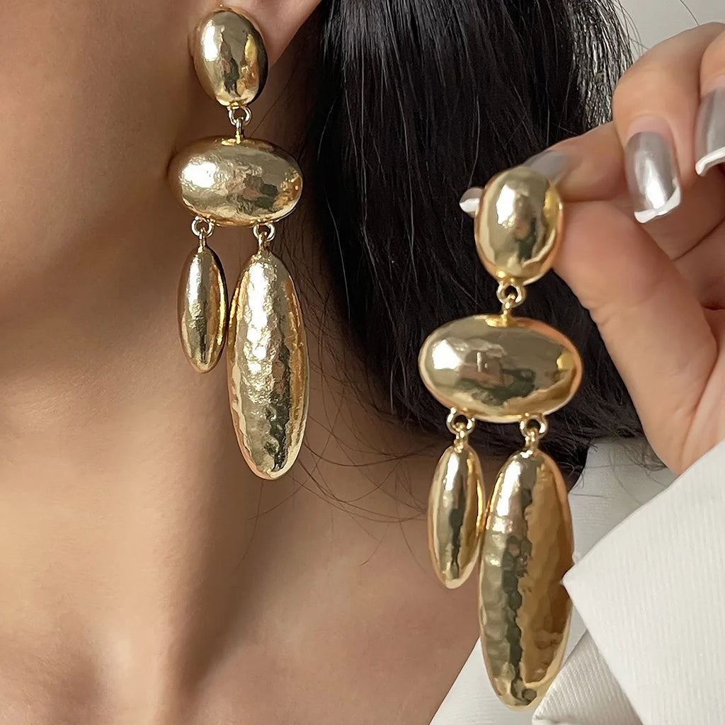 Boucles d'oreilles goutte d'eau en métal épais