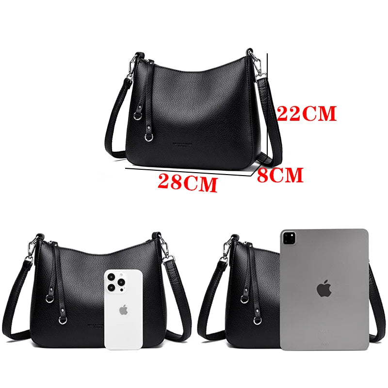 Sac à bandoulière en cuir pour femme, sac à main décontracté