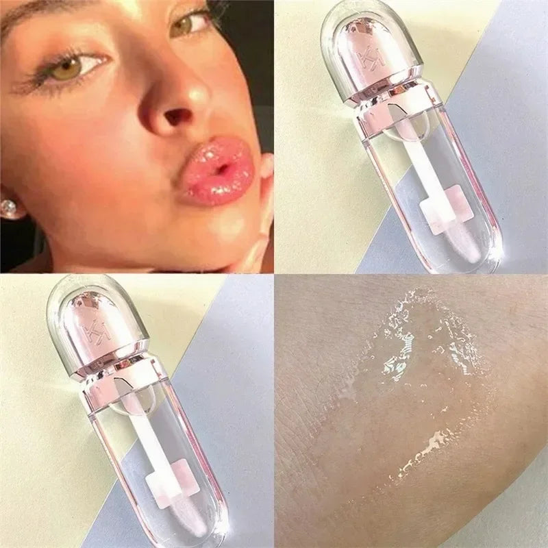 3D liquide vernis à lèvres Transparent miroir à lèvres rouge à lèvres nourrissant brillant lèvres complètes ne se décolore pas lait thé haricots pâte maquillage