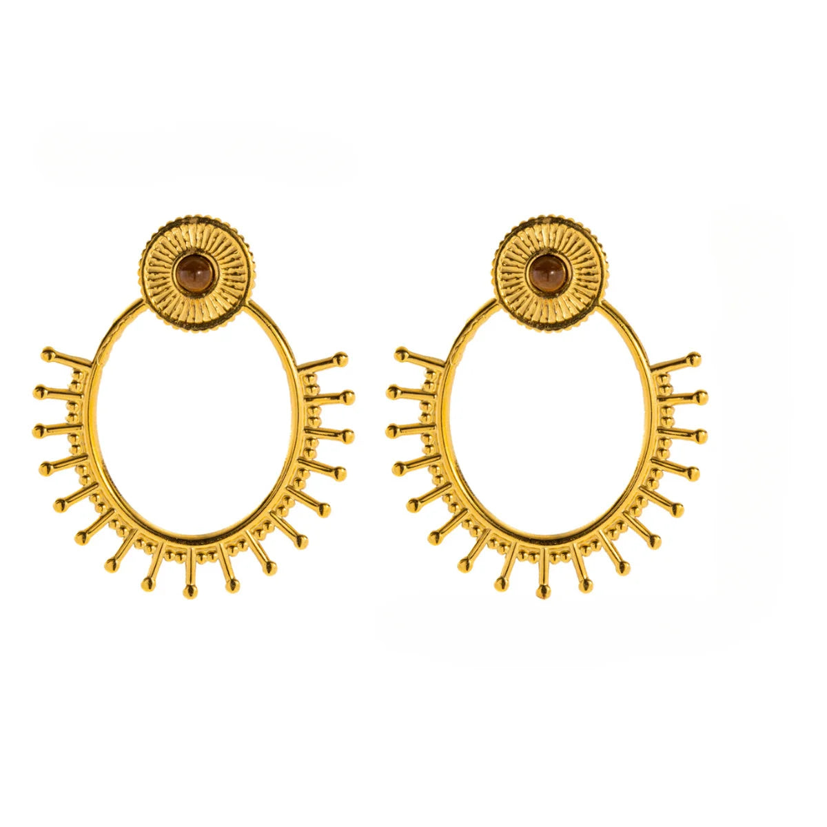 Boucles d'oreilles pierres œil du tigre en acier inoxydable