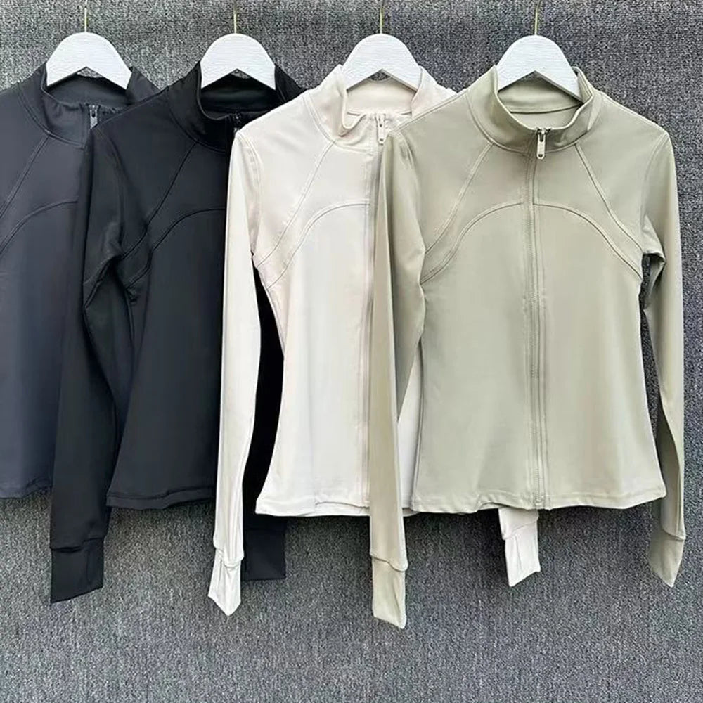 veste pour femmes, haut de gamme, col montant, manches longues, veste de sport, course à pied, entraînement, haut de Fitness, coupe-vent