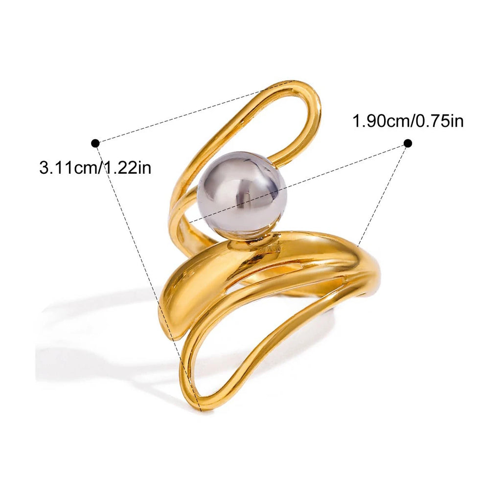 Bague creuse géométrique en acier inoxydable plaqué 18 carats